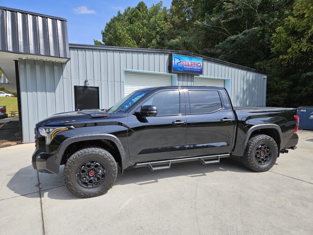 Window tinted black truck